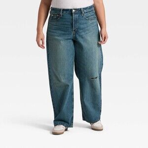 Women's Mid-Rise 90's Baggy Denim Jeans Universal Thread™ Vintage medium Wash 24